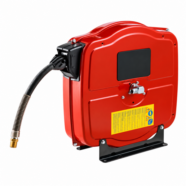 Red Industrial Hose Reel with Brass Fitting
